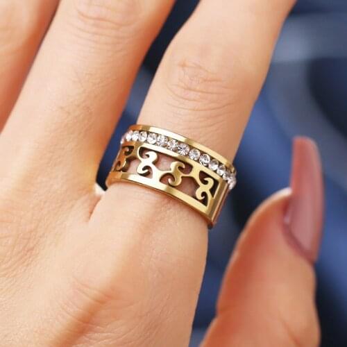 2021 NEW Stainless Steel Ring Hollow Retro Pattern Cutting Style Retro Rings For Women Wedding Party Exquisite Gifts Jewelry