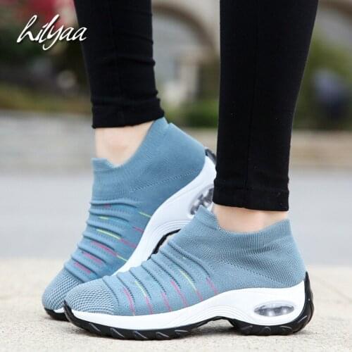 New Spring Woman Sneakers Breathable Flying Weaving Mesh Air Cushion Female Casual Shoes Outdoor Fashion Running Sneakers Women