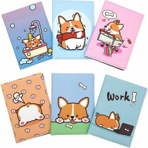 Newest Cute Corgi Passport Covers Holder Women Men Business PU Leather ID Bank Card Storage Wallet Purse Case Travel Accessories