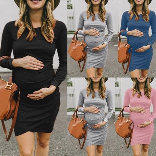 Autumn and winter round neck long sleeve maternity dress Photography Prop Photo Shoot Mother dress Warm clothing maternity skirt