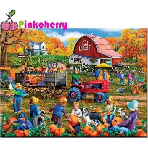 Fall Festive Farm harvest 5D DIY Diamond Painting Diamond Embroidery Rhinestone Mosaic Full Square Round Home Decor k70