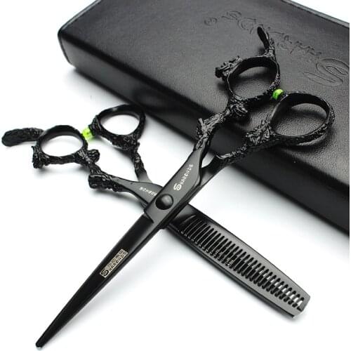 Sharonds 6 Inch Silver Black Dragon Handle Salon Hairdressing Scissors High Quality 440c Steel Professional Hair Scissors