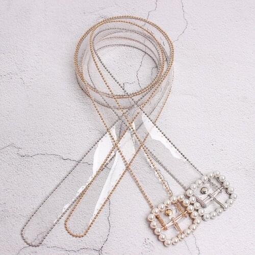 1pc New Ladies Fashion Clear Belt Waist Belts for Women Transparent White Pearl Belt Cinturon Mujer Plastic Designer Waistband