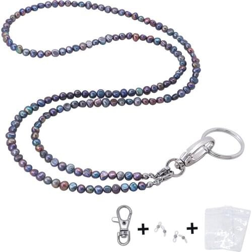 Luxury Real Pearls Lanyard For ID Holders Case Business Badge Card Holder Key Chains Face Mask Chains Glasses Chains Necklace