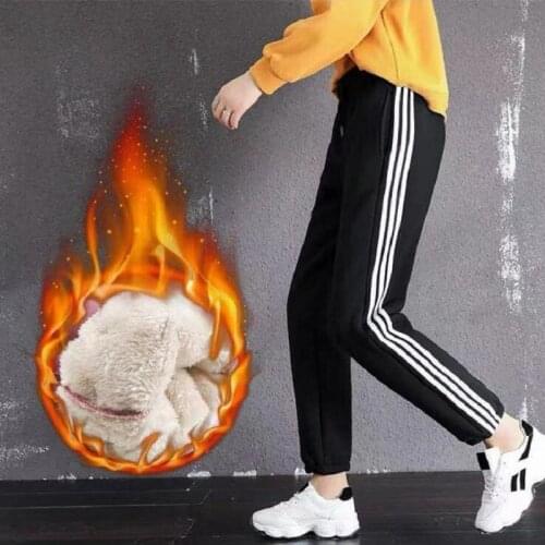 Loose Casual Pants Winter Lamb Wool Thick Warm Pants Sports Pants Female Students Wear Leggings S-XXXL