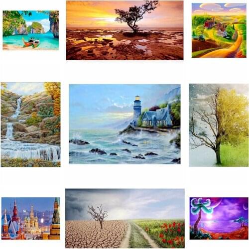Uone NewDiamond Painting DIY Cross Stitch Castle Scenery Full Square RoundEmbroider Rhinestone Kids Adult Home Office Decor Gift