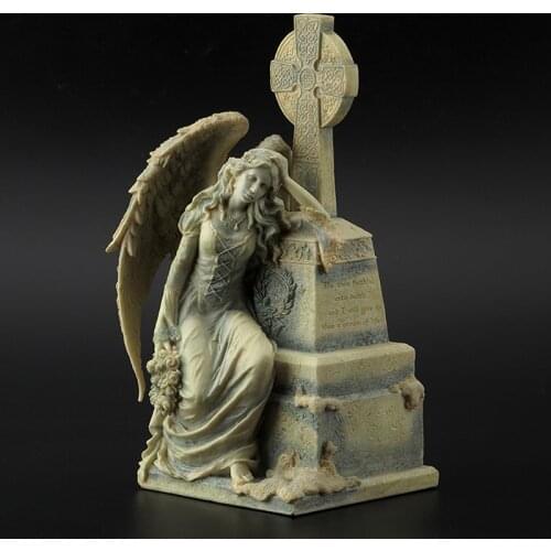 Vintage Greek Mythology Goddess Resin statue Decoration/Prayer Angel Cross Corolla Figurine/Fairy Garden Home Interior Showpiece