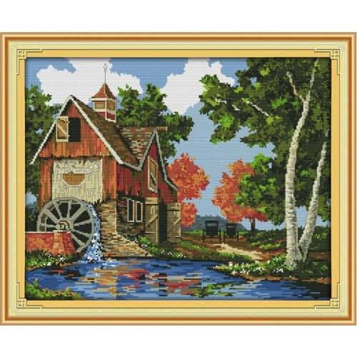 Log cabin (2) counted printed on the canvas 11CT 14CT DIY kits wholesale Chinese Cross Stitch embroidery needlework Sets