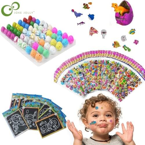 Gag Toys Children Toys Cute Magic Hatching Growing Animal Dinosaur Eggs Children Magic Scratch Art Doodle Cartoon Stickers WYW