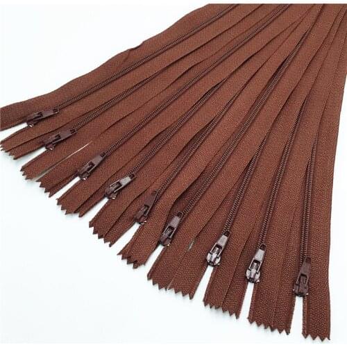 10pcs Coffee color 3# Closed Nylon Coil Zippers Tailor Sewing Craft (6-24 Inch) 15-60CM