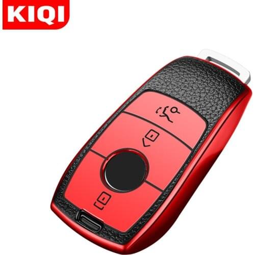 KIQI TPU Leather Car Key Cover Case Holder Protective Bag for Mercedes Benz E S GLE Class A220 W213 E200 E300 E220 E320 E260