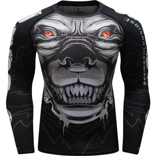 New design Hot Sale Full Printing Fitness Long Sleeves Rash Guard Fashion Gym running T Shirt