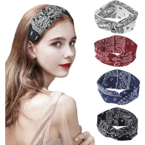 Women Yoga Sport Elastic Floral Hair Band Headband Turban Twisted Knotted Hot SaleBlack,Blue,White,Red,Navy,Wine Red colors