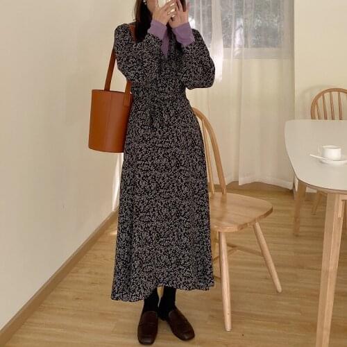 Alien Kitty Women Dresses V-Neck Gentle French 2021 Loose Long Floral Printing Sweet Retro Ankle-Length Female Fashion Elegant