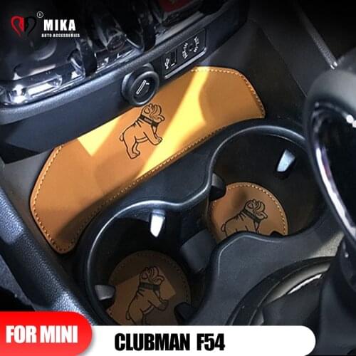1 Set Auto PU Protect Coaster Anti-slip Water Cup Pads Holder Mats Car Styling Interior Accessories For Mini Cooper Clubman F54