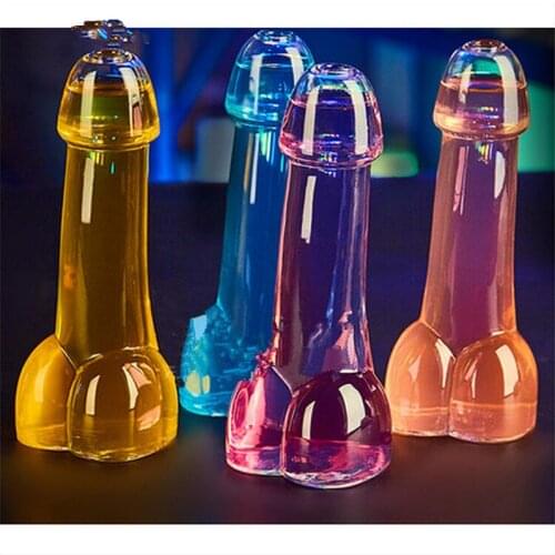 1 pcs 150ml transparent Penis Shot Glass cocktail glass Dick Chug Sport Bottle with Sipping Straw Kitchen Bar supplies