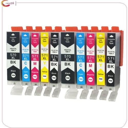 10Pack Compatible for Canon PGI-570XL CLI-571XL Ink Cartridges for Canon PIXMA MG5750 MG6850 MG5751 MG6851 MG5753