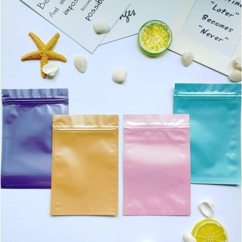 100pcs Aluminum bag Food Storge Bags Metallic Mylar Ziplock Bags Flat Bottom Black Aluminum Foil Small Zip Lock Plastic Bags