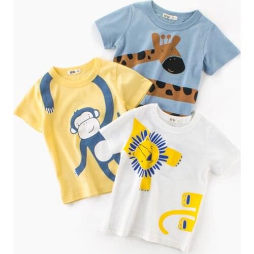 2021 Summer Kids Boys Short Sleeve 3D Animal T-shirts Tops Clothes Baby Monkey Tees Children Clothing Kid Cotton Outfit 2-9Y