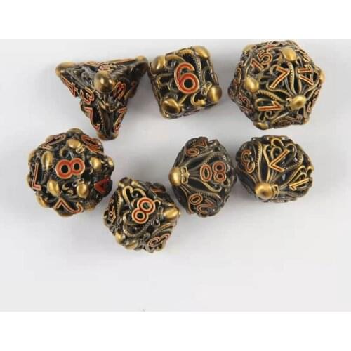 2021 The Newest Metal Hollow DND Dice Set Dados Rol Polyhedral RPG Dice Playing Dobbelstenen Dobbel Game D20 Dice