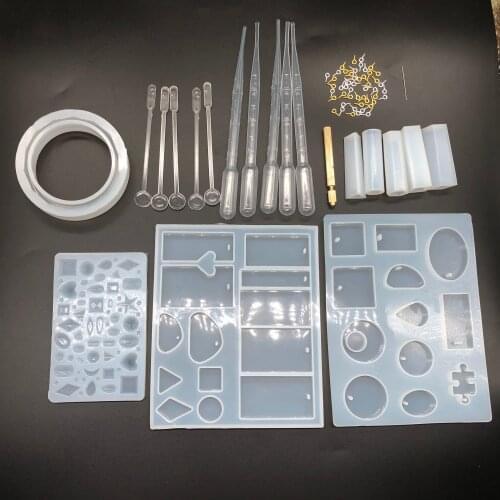 62pcs/set Pendant Bracelet Jewelry Casting Molds Silicone Resin Jewelry Molds Set For DIY Pendant Earrings Jewelry Making Tool
