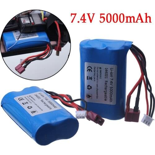 2S 7.4V Battery For wltoys 144001 12428 RC car battery spare parts High capacity upgrade battery 7.4v 5000mah li-ion battery