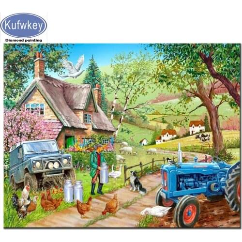 Full square/round drill 5d diy diamond painting farm animals scenery embroidery landscape cross stitch craft kit