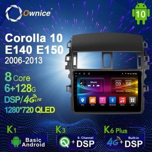1280*720 Android 10.0 K3 K6 Plus Car Multimedia Auto Radio for Toyota Corolla 10 E140 E150 2006-2013 4G LTE Audio Player 8 Core