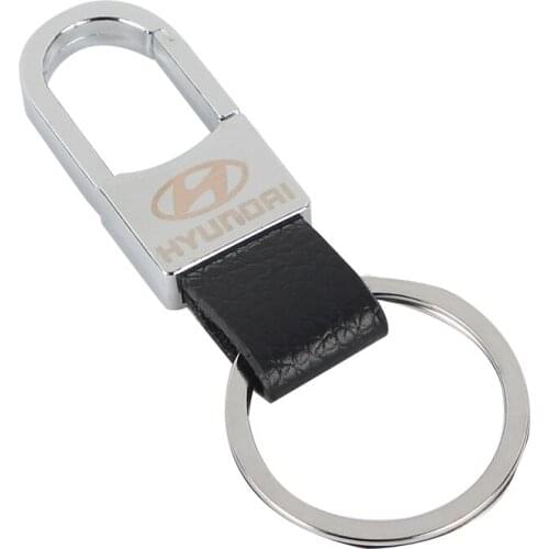 Car Styling 3D Metal+Leather Emblem Car Key Ring Keychain Key Holder For Hyundai Solaris Accent I30 I20 IX35 Tucson Elantra