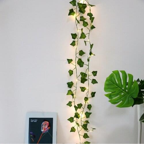 Battery Powered 2m Leaf Ivy String Lights Vine Garland Fairy Night Light Home Wedding Birthday Party Garden Decoration