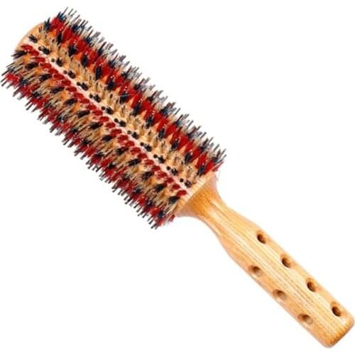 Bold Long Pig Bristle Round Combs Heated Hair Hairbrush Straight Style Volume Comb Salon Professional Hairdressing Supplies Sae