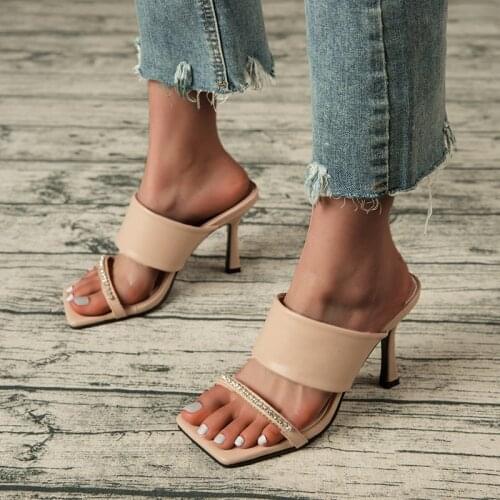 Sandals square head ladies 2021 mullet womens shoes fine with high heels summer sexy fashion party sandals womens shoes