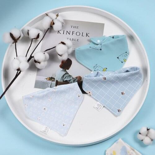 Baby Bibs Cotton Triangle Saliva Towel Cartoon Printed for Newborn Baby Double-sided Comfortable Bibs for Baby Boy and Baby Girl