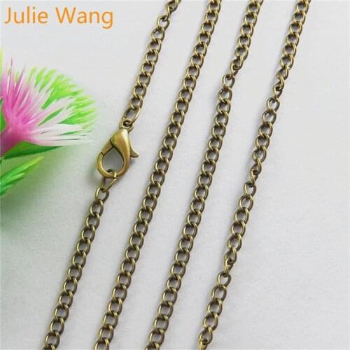 Julie Wang 1pcs 2mm 45cm/60cm/80cm Iron Necklace Pendant Beads Link Chain Women Men DIY Jewelry Making Handmade Crafts Findings