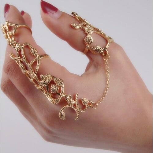 Elegant Leaves Flower Design Rings Multiple Finger Stack Knuckle Band Crystal Set Womens Fashion Jewelry Best Gift
