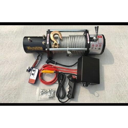 12V24V ATV Motor 9500LB Electric Winch Wire Rope Recycling Winch Traction Cable Traction Kit Outdoor Cross Country Crane
