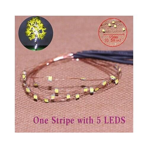 Evemodel DD85W1505 5 Strips 5-LED Pre-soldered micro Copper Wired WHITE SMD LED 0805 model train 1/35 railway modeling
