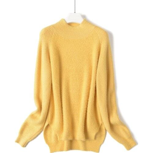 European and American new popular high quality mink like knitwear fashion outdoor leisure split Loose Pullover sweater