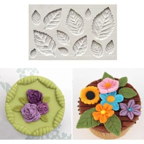 Rose Leaves Shape 100% Platinum Silicone Sugarcraft Mould, Fondant Cake Decorating Tools