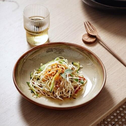 Deep Dish Japanese Ceramic Home Fruit Dish Soup Dish Dessert Dish Western Dish Breakfast Dish