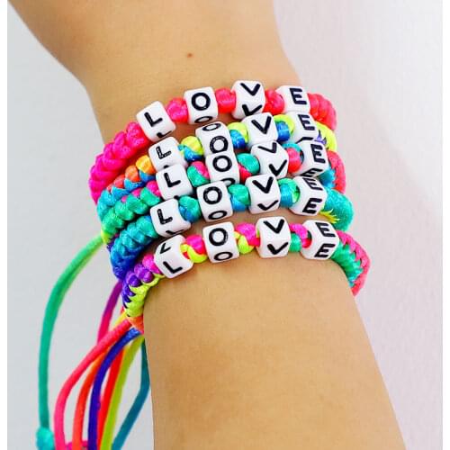 KOMi Handmade Resin Evil Eye Small Beads Colored Rope Weave Bracelets Womens Adjustable Pull Tie Bracelets Jewelry Bijoux K6419