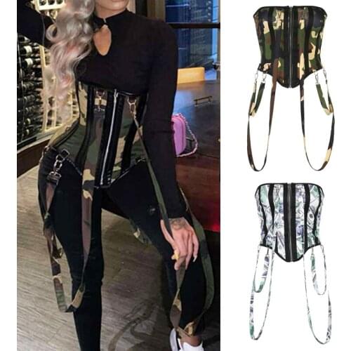 Womens Corset Cincher Camouflage Zipper Body Shaper Tummy Control Slimming Belly Waist Trainer Belt Faja Colombian Girdles Wait