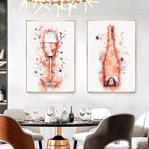 Creative Graffiti Red Wine Tall Canvas Painting Nordic Minimalist Wall Art Bedroom Living Room Wall Decoration Mural(No Frame)