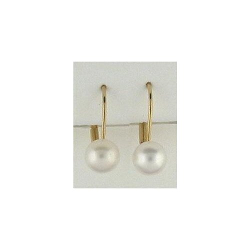 Favorite Pearl Earrings AAA Grade 6-7MM White Akoya Cultured Pearl Leverback Earrings 14k Yellow Gold New Classic Lady Gift