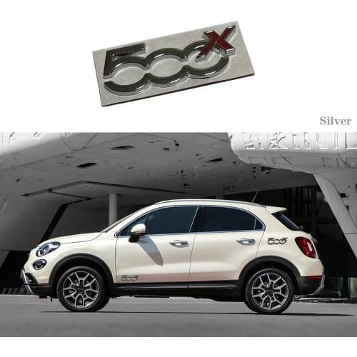 1Pcs 3D Metal Words 500X Logo Sticker Car Trunk Body Badge Emblem Car Internal Styling For Fiat 500 500x 500l Car Stylin