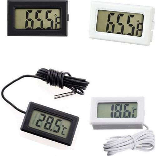 Mini Thermometer Indoor Outdoor Humidity Hygrometer Gauge Instruments LCD Digital Backlight Fridge Temperature Sensor with Cable