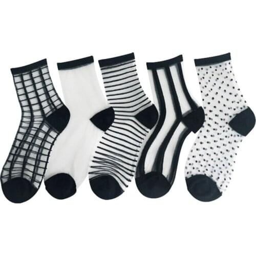 Fashion Women Ladies Socks Sheer Mesh Glass Silk Socks Ultrathin Transparent Crystal Lace Fabulous Elastic Summer Ankle Socks