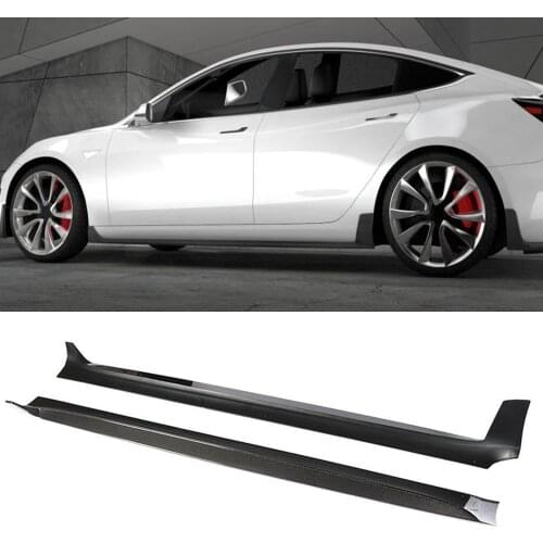 Carbon Fiber Car Body Kits Side Skirts for Tesla Model 3 2017 2018 2019 Side Skirts Extension Lips
