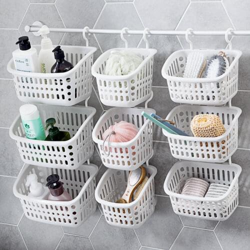 Wall-mounted storage basket plastic double hook kitchen snack basket bathroom shower storage basket WF9104058