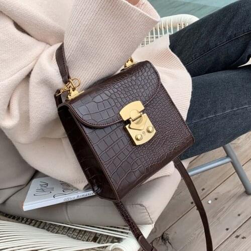 2021 New Elegant Female Stone Pattern Tote bag High Quality PU Leather Womens Designer Handbag Lock Shoulder Messenger Bag